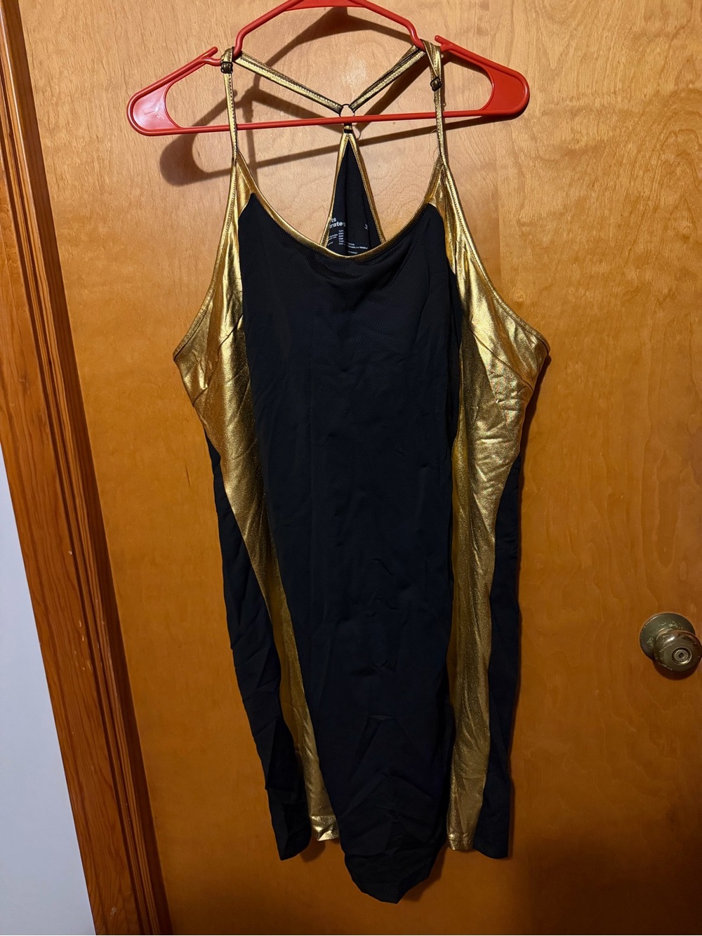 Sports Illustrated Black and Gold Strappy Dress